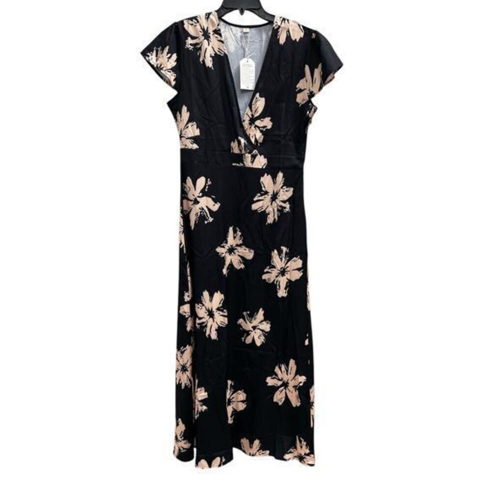 Made with Love Black Tan Floral whimsy maxi dress NWT Sz M